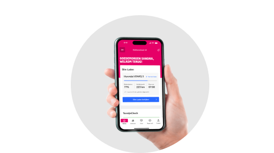 Voorbeeld van Slim Laden in de app op een mobiel