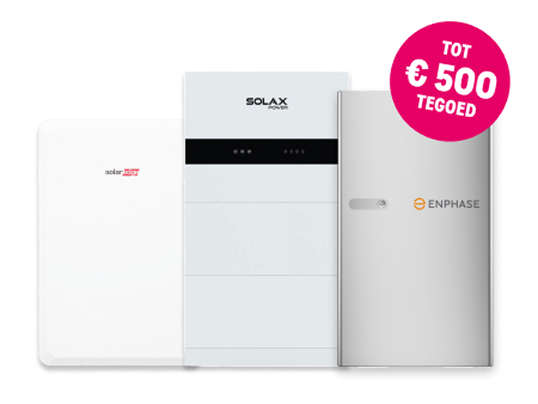 Thuisbatterij met tot €500 bespaartegoed sticker