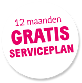 Sticker met tekst: 12 maanden gratis serviceplan
