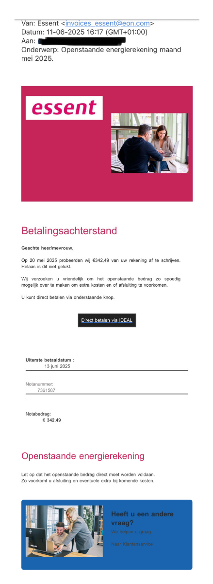 Voorbeeld phishingmail