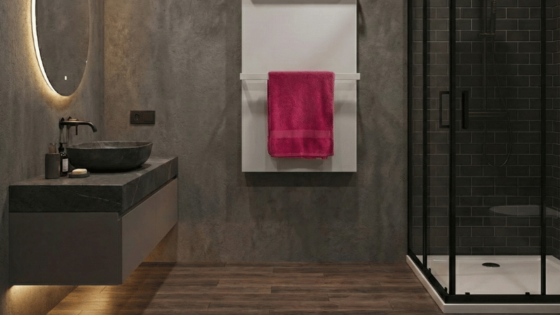 infraroodpaneel van Essent in badkamer