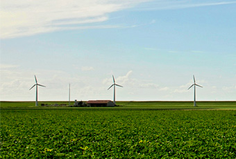 Windmolens in veld voor duurzame energie voor je bedrijf