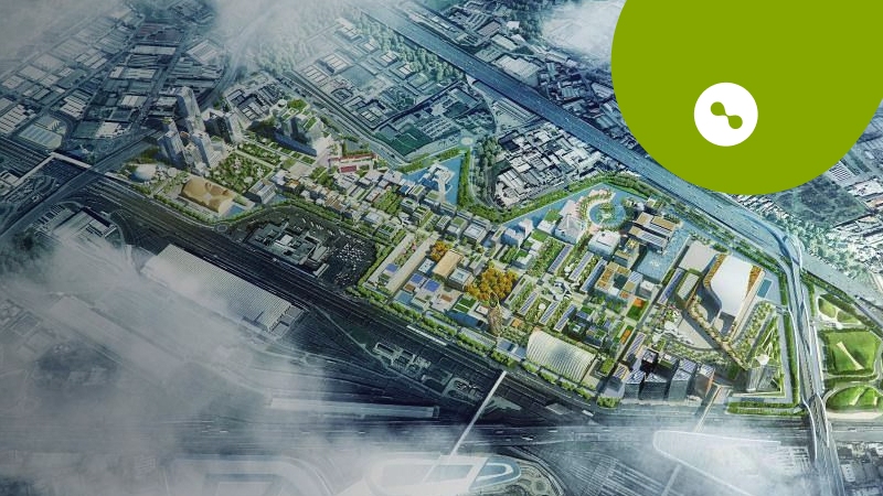 Een luchtfoto van Mind door de wolken gefotografeerd