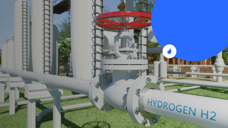 Buizenstelsel met daarop het woord waterstof